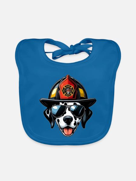 Feuerwehr Dalmatiner - Baby Bio-Lätzchen - Pfauenblau - Vorne