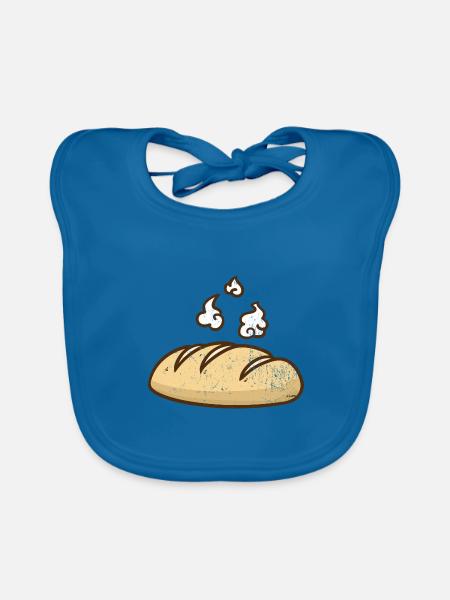 Knuspriges Baguette Frühstücksbrot - Baby Bio-Lätzchen - Pfauenblau - Vorne