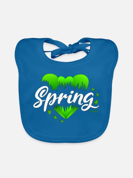 Frühling Frühlingszeit Herzen - Baby Bio-Lätzchen - Pfauenblau