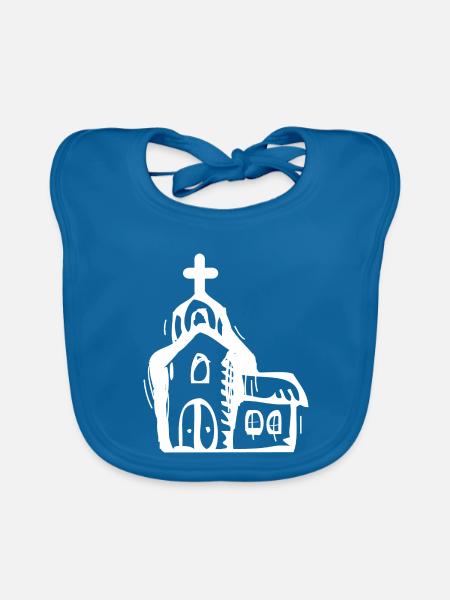 Kirche - Baby Bio-Lätzchen - Pfauenblau