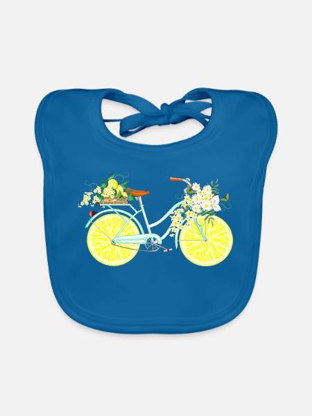 Fahrrad mit Zitronen - Baby Bio-Lätzchen - Pfauenblau