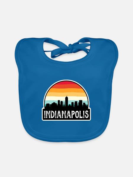 Indianapolis Indiana USA Flagge Skyline Reise Souve - Baby Bio-Lätzchen - Pfauenblau - Vorne