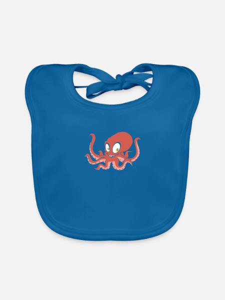 Oktopus - Baby Bio-Lätzchen - Pfauenblau - Vorne