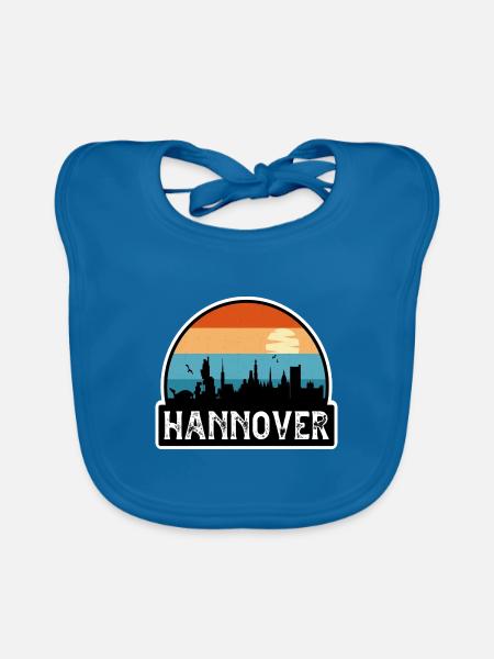 Hannover Deutschland Flagge Skyline Reisesouvenir - Baby Bio-Lätzchen - Pfauenblau