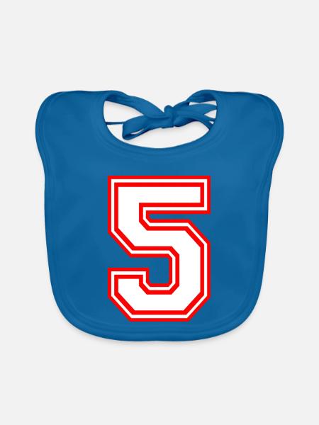 GLÜCKSZAHL FÜNF 5 NUMMER LUCKY NUMBER SPORT RUGBY - Baby Bio-Lätzchen - Pfauenblau - Vorne