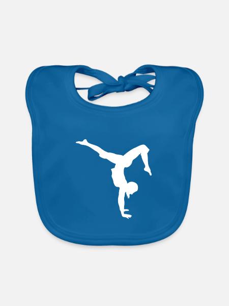 Gymnastik Tänzerin - Baby Bio-Lätzchen - Pfauenblau - Vorne