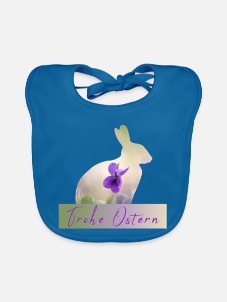 Frohe Ostern Hase - Baby Bio-Lätzchen - Pfauenblau - Vorne