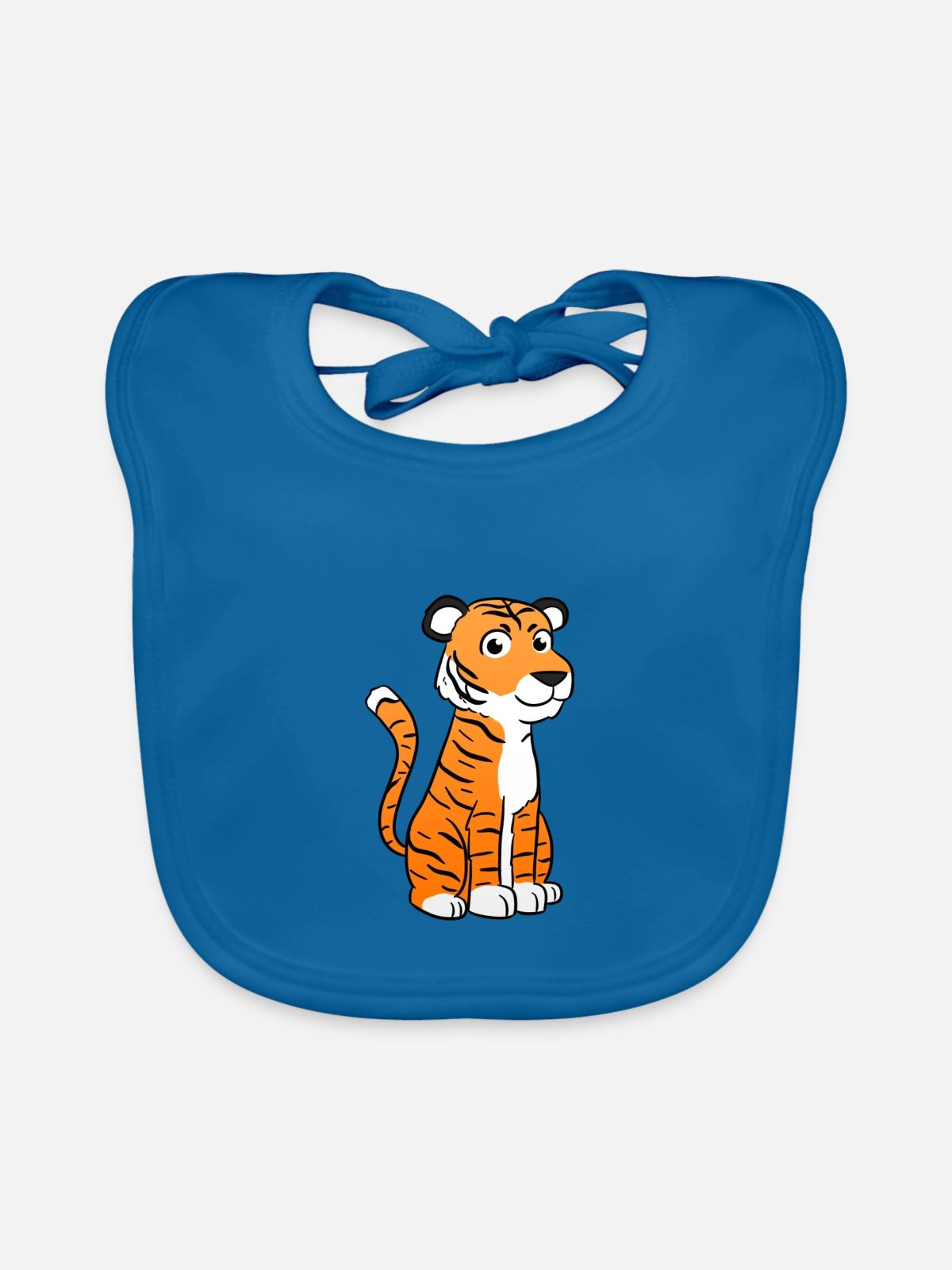 Tiger - Baby Bio-Lätzchen - Pfauenblau - Vorne