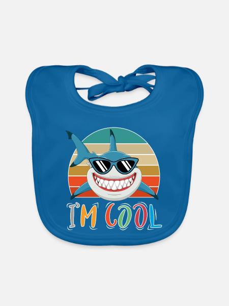 Baby Kinder Hai Fisch Tiere Lustig Sonnenbrille - Baby Bio-Lätzchen - Pfauenblau - Vorne