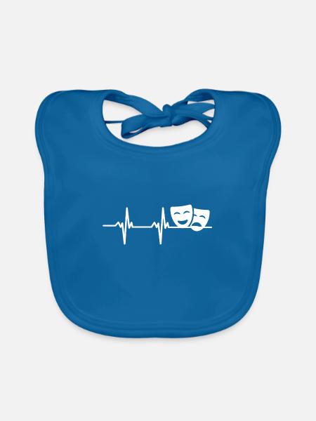 Drama Masks Theatre Heart palpitations - Organic Baby Bibs - peacock-blue - Front