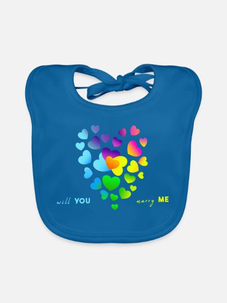 heiraten Hochzeit verloben - Baby Bio-Lätzchen - Pfauenblau - Vorne