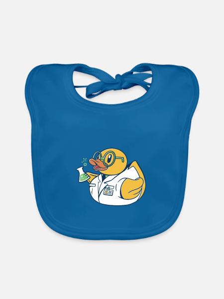Badeente Wissenschaftler - Baby Bio-Lätzchen - Pfauenblau - Vorne