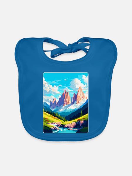 Dolomiten Italien Vintage Reiseplakat Souvenir WPA - Baby Bio-Lätzchen - Pfauenblau - Vorne