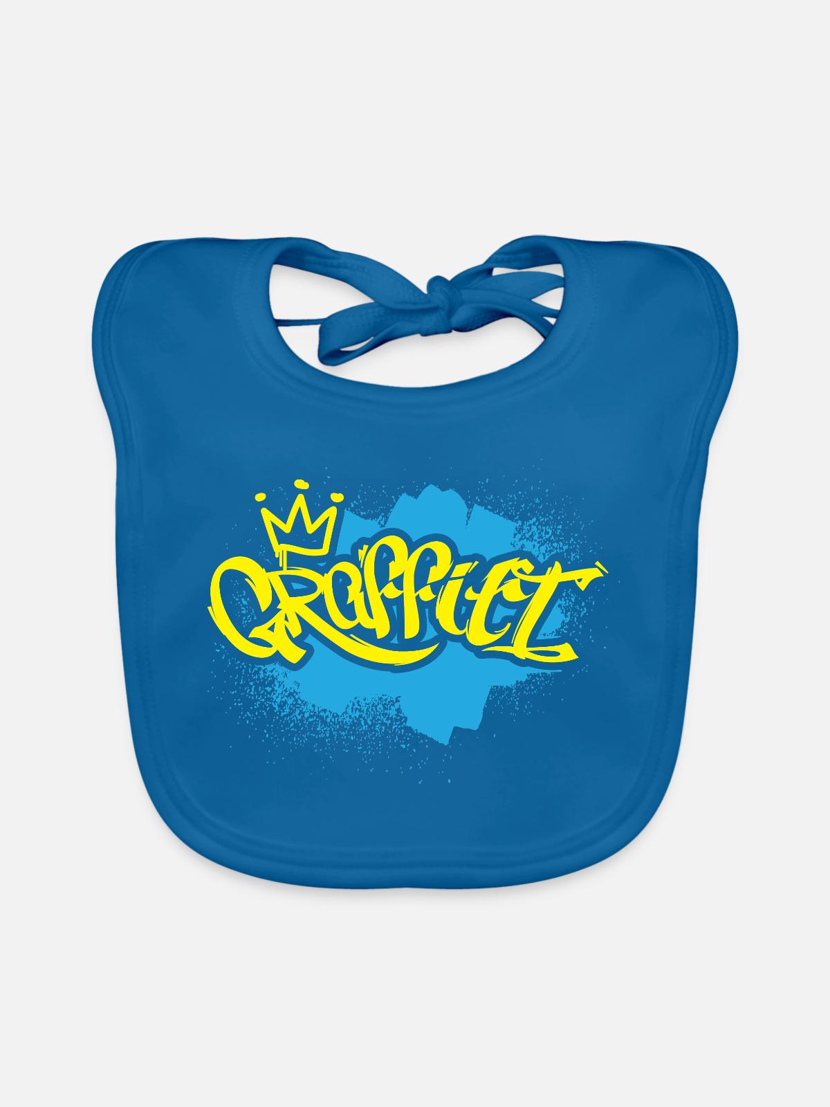 Grafitti Kind Sprayer - Baby Bio-Lätzchen - Pfauenblau - Vorne