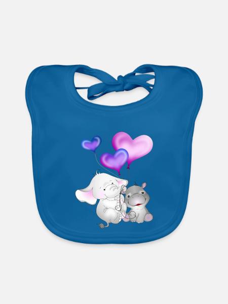 Elefant Luftballon Nilpferd - Baby Bio-Lätzchen - Pfauenblau