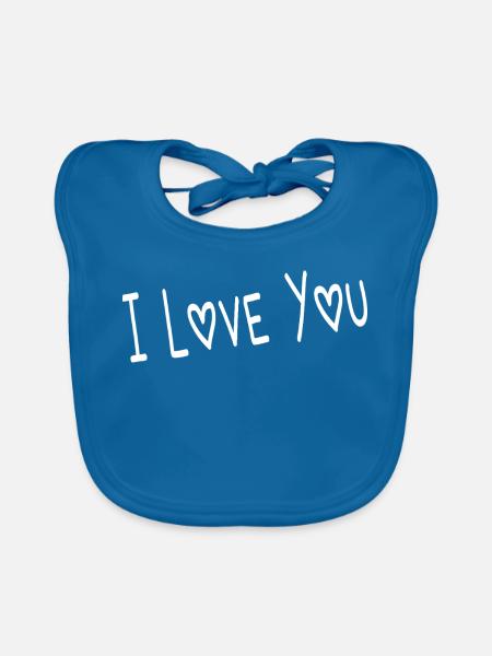 VALENTINSTAG. ICH LIEBE DICH. ICH LIEBE DICH. LIEBE. LIEBE - Baby Bio-Lätzchen - Pfauenblau - Vorne