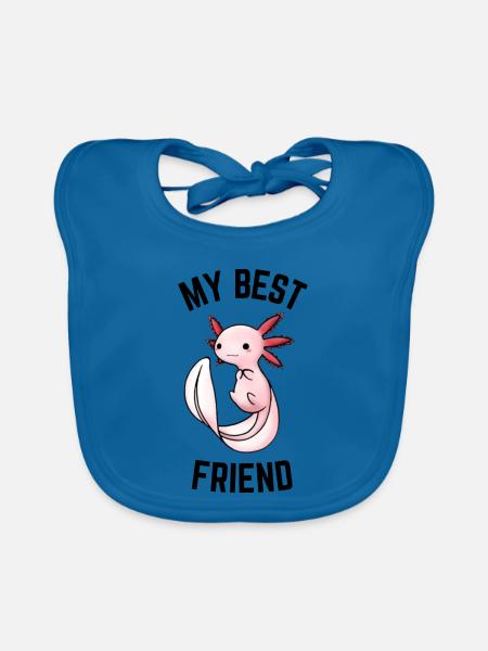 Pinker Axolotl-Drache - Baby Bio-Lätzchen - Pfauenblau