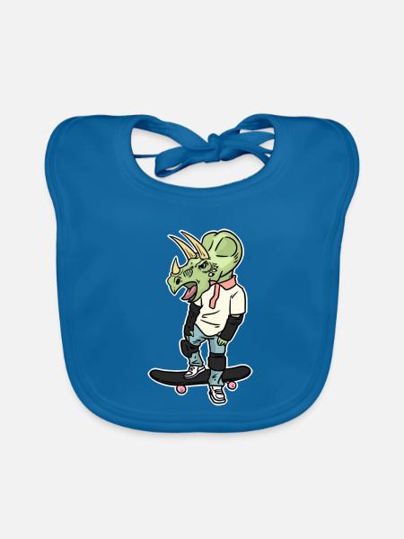 Wilder Triceratops Skateboarder - Baby Bio-Lätzchen - Pfauenblau