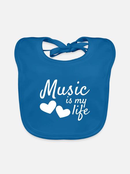 Music is my life - Baby Bio-Lätzchen - Pfauenblau