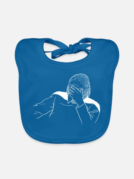 Facepalming Eagle (white design for dark apparel) - Organic Baby Bibs - peacock-blue