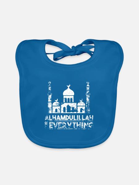 Alhamdullah Moschee - Baby Bio-Lätzchen - Pfauenblau - Vorne