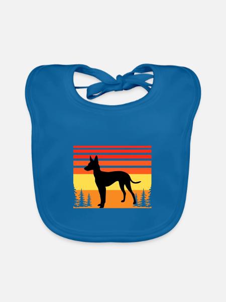 Cirneco Dell Etna Hund Liebe Silhouette Retro Sonnenuntergang - Baby Bio-Lätzchen - Pfauenblau - Vorne