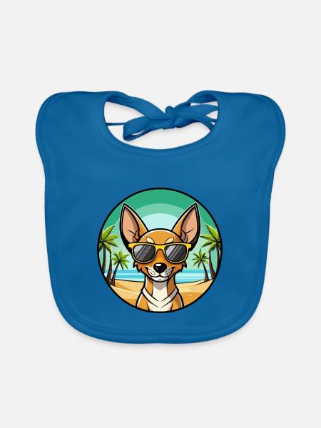 Cirneco Dell Etna Hunderasse Cartoon Sonnenbrille Strand - Baby Bio-Lätzchen - Pfauenblau - Vorne