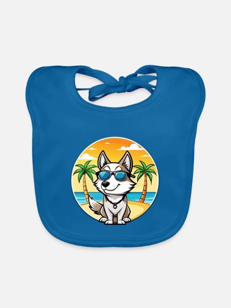 Westsibirische Laika-Hunderasse Cartoon-Sonnenbrille - Baby Bio-Lätzchen - Pfauenblau - Vorne