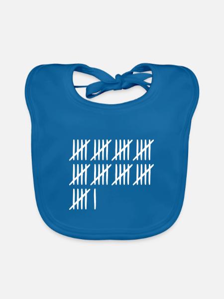 46 Geburtstag Strichliste 46 Jahre alt - Baby Bio-Lätzchen - Pfauenblau - Vorne