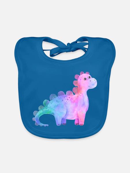 Dino - Baby Bio-Lätzchen - Pfauenblau - Vorne