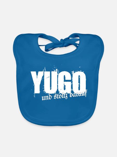 Yugo und stolz daraufstolzer - Baby Bio-Lätzchen - Pfauenblau - Vorne