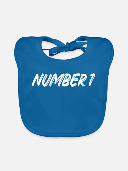 Number 1 - eins - erster - erste - 1 - Nummer 1 - Baby Bio-Lätzchen - Pfauenblau - Vorne