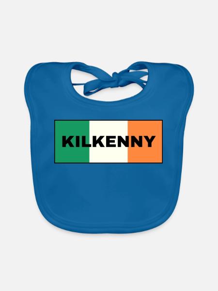 Kilkenny City in irischer Flagge - Baby Bio-Lätzchen - Pfauenblau - Vorne