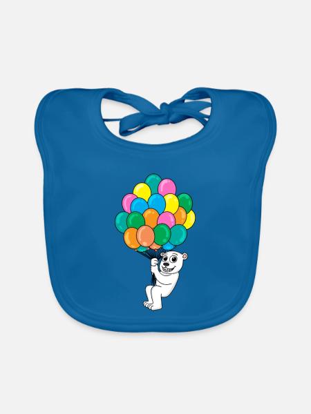 Eisbär Luftballon - Baby Bio-Lätzchen - Pfauenblau - Vorne
