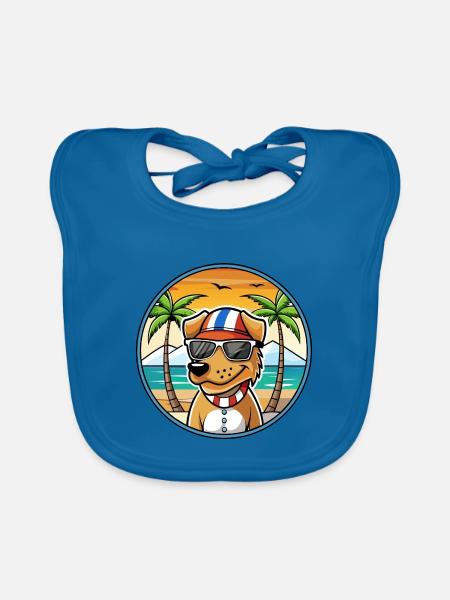 Norwegischer Windhund Dunker Hunderasse Cartoon Strand - Baby Bio-Lätzchen - Pfauenblau - Vorne