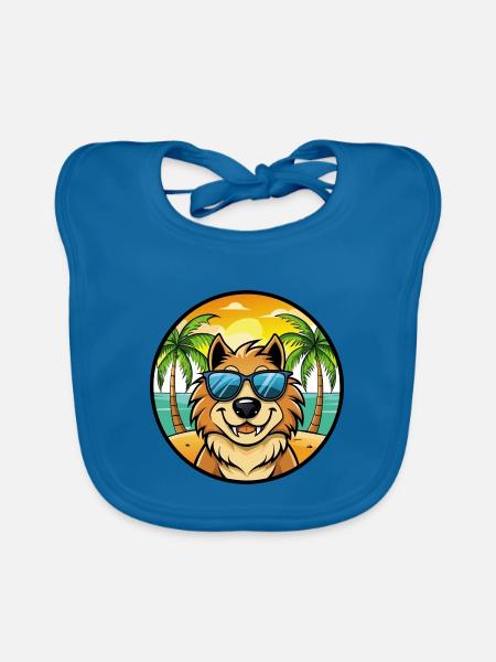 Estrela Sennenhund Rasse Cartoon Sonnenbrille Strand - Baby Bio-Lätzchen - Pfauenblau - Vorne