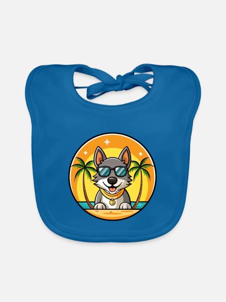 Tschechoslowakische Vlcak Hunderasse Cartoon Sonnenbrille - Baby Bio-Lätzchen - Pfauenblau - Vorne