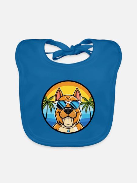 Kanarische Warren Hound Hunderasse Cartoon Sonnenbrille - Baby Bio-Lätzchen - Pfauenblau - Vorne