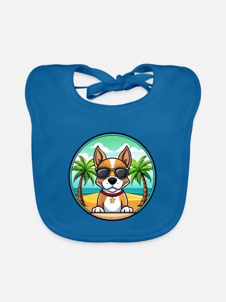 Brasilianischer Terrier Hunderasse Cartoon Sonnenbrille Strand - Baby Bio-Lätzchen - Pfauenblau - Vorne
