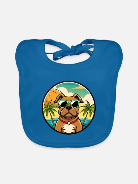 Boerboel Hunderasse Cartoon Sonnenbrille Strand - Baby Bio-Lätzchen - Pfauenblau - Vorne