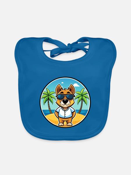 Sporting Lucas Terrier Hunderasse Cartoon Beach - Baby Bio-Lätzchen - Pfauenblau - Vorne
