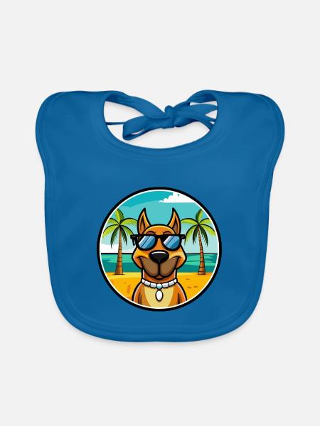 Serbischer Windhund Rasse Cartoon Sonnenbrille Strand - Baby Bio-Lätzchen - Pfauenblau - Vorne