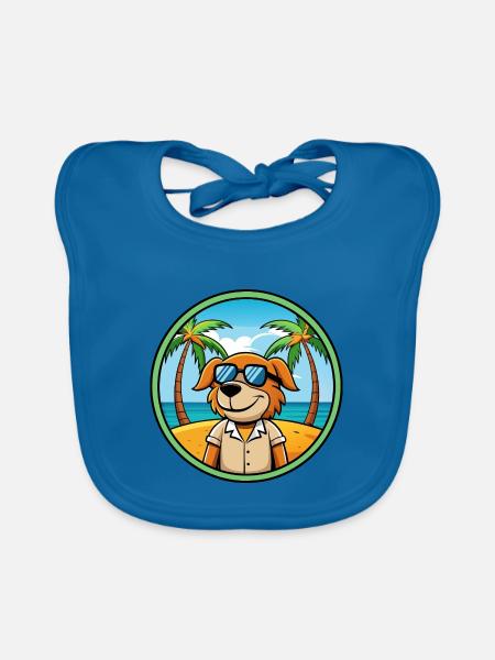 Poitevin Hound Hund Rasse Cartoon Sonnenbrille Strand - Baby Bio-Lätzchen - Pfauenblau - Vorne