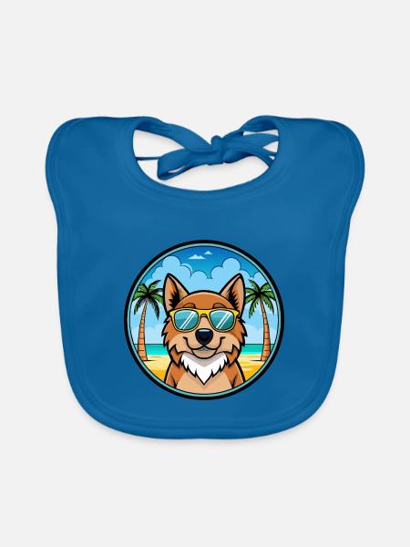 Kaukasische Ovcharka Hunderasse Cartoon Sonnenbrille - Baby Bio-Lätzchen - Pfauenblau - Vorne