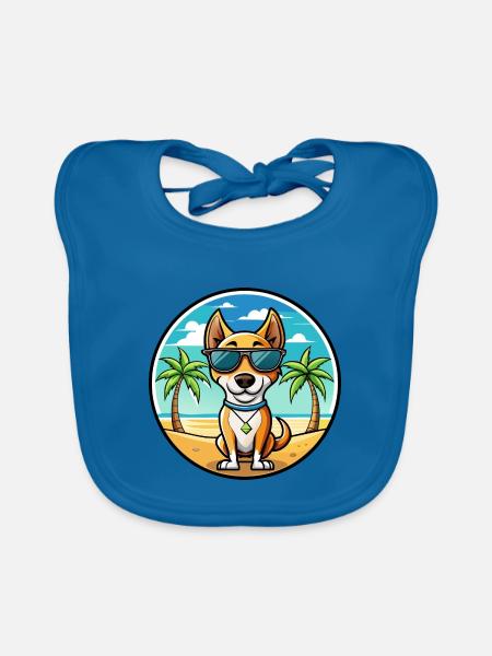 Brasilianischer Terrier Hunderasse Cartoon Sonnenbrille Strand - Baby Bio-Lätzchen - Pfauenblau - Vorne