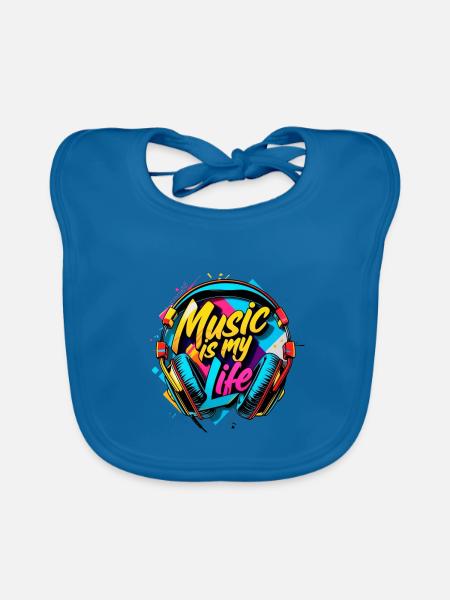 Music is my Life - Baby Bio-Lätzchen - Pfauenblau