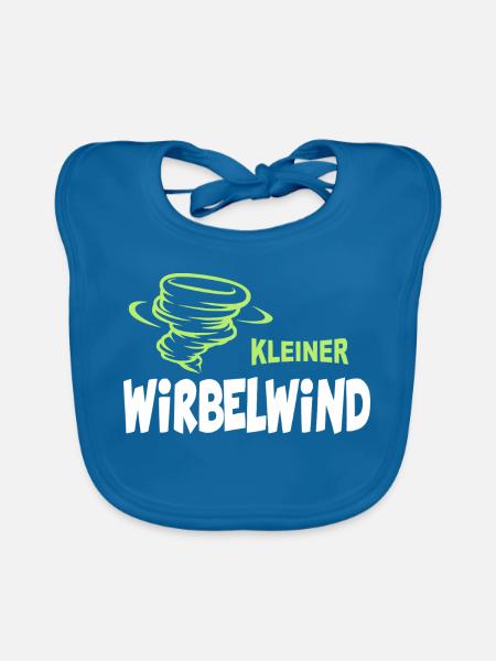 Baby Kinder Wirbelwind Sprüche Lustig - Baby Bio-Lätzchen - Pfauenblau - Vorne