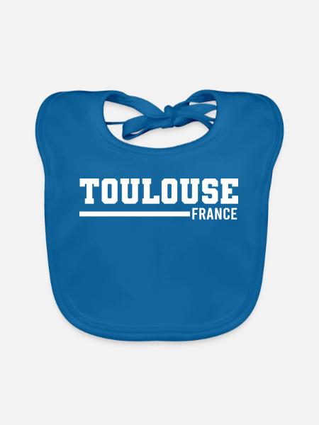 Toulouse | France - Bavoir bio Bébé - bleu paon - Devant