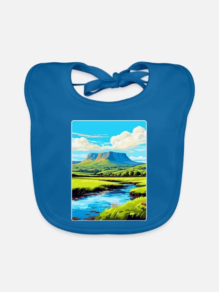 Brecon Beacons Wales Uk Travel Poster Souvenir WPA - Organic Baby Bibs - peacock-blue - Front
