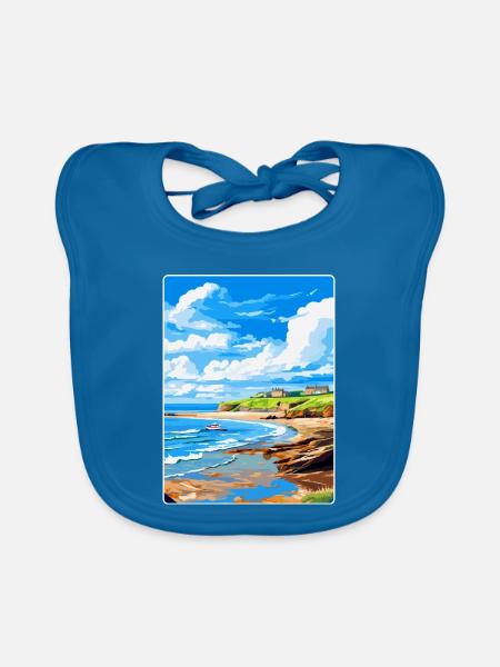 Bude Cornwall, England, Vereinigtes Königreich, Reiseposter, Souvenir - Baby Bio-Lätzchen - Pfauenblau - Vorne